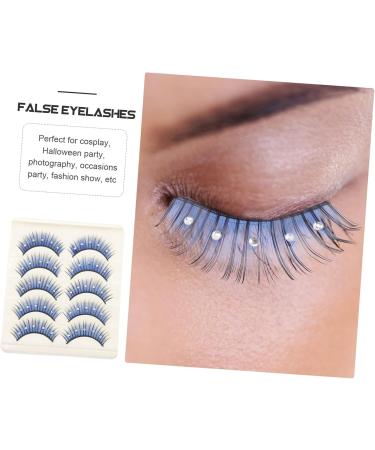 POPETPOP 5 Pairs Fake Lashes Natural False Eyelashes Rhinestone Eyelashes Diamond Lashes Blue Lashes Reusable Black Eyelashes Lashes with Color Fiber With Diamond Rhinestones - Buy Online on GoSupps.com