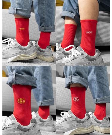 Chinese New Year Red Socks Gift Set - Fashion Embroidered 2 Pairs for Men and Women - Spring Festival Gift in Ball-Shaped Box (Size 37-45, Red-7) - Buy Online on GoSupps.com