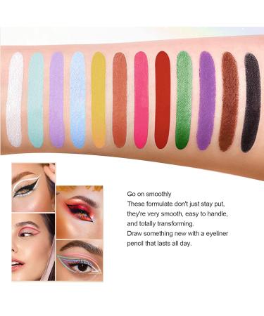12 Colors Liquid Eyeliner Set - Matte Sweatproof Long-Lasting Neon Eyeshadow Pens for Vibrant Eye Makeup - Buy Online on GoSupps.com