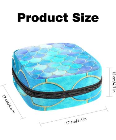 Mermaid Blue Fish Scales Period Bag | Sanitary Napkin Storage & Travel Makeup Pouch - GIAPB Color4988 - Buy Online on GoSupps.com