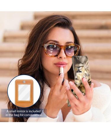 Shop Stylish Leather Lipstick Case with Mirror - Mini Lip Gloss Organizer | Wild Animal Lion Design - Buy Online on GoSupps.com