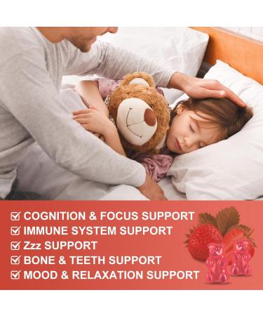 Magnesium Glycinate Gummies for Kids & Adults - Relaxation & Cognition Support - 400/200mg Magnesium Supplement with L-Theanine, Chamomile, B6, D3 & K2 - Vegan, Sugar Free, Strawberry Flavor, 60 Ct Strawberry 60 Count (Pack  - Buy Online on GoSupps.com