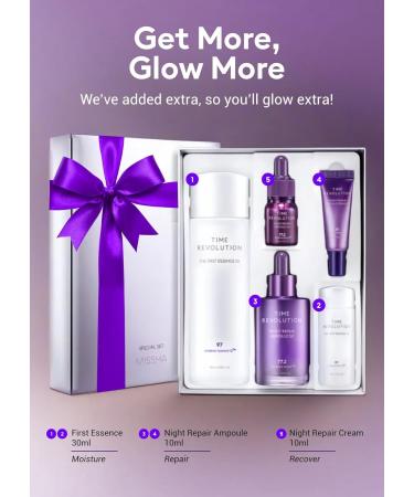 MISSHA Time Revolution Gift Set | First Essence 5X & Night Repair Ampoule 5X | Best Seller for Radiant Youthful Skin | International Shipping - Buy Online on GoSupps.com