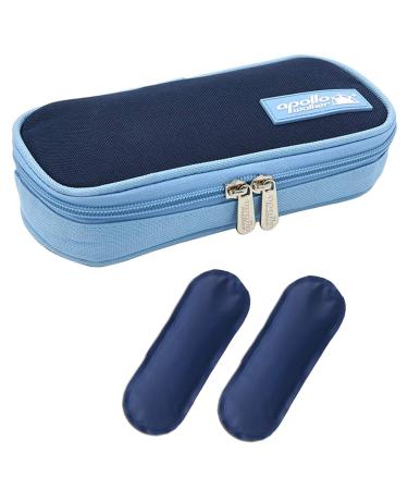Goldwheat Portable Insulin Cooler Travel Case Diabetes Medication Organizer Medical Cooler Bag with 2 Ice Packs Dark Blue