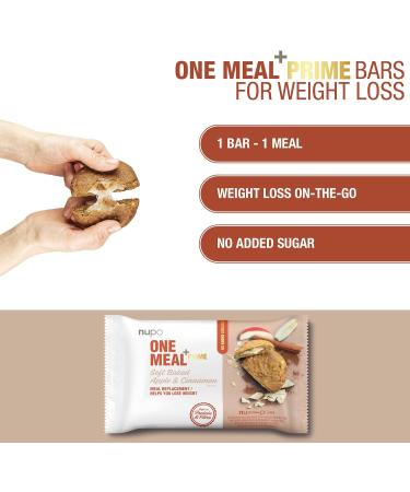 NUPO One Meal +Prime Soft Baked Apple & Cinnamon 12 x 70g - High Protein & Fiber, Meal Replacement with Vitamins & Minerals, No Added Sugar - 12 Count Pack - Buy Online on GoSupps.com