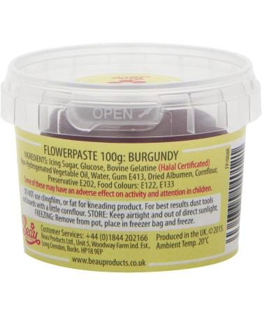 Beau Products Burgundy Flowerpaste Icing 100g - Premium Red Coloring for Cake Decorating - Buy Online on GoSupps.com