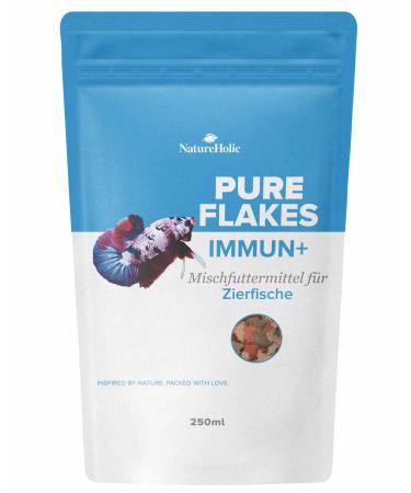 NatureHolic Pure Flakes - Immun+ - In flake form - Supplementary food for all ornamental fish in the aquarium - Extra for your immune system - Made in Mannheim