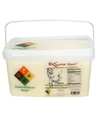 Beef Tallow - 7 lbs in a PP Pail - GRASS FED - Non-GMO - Not Hydrogenated - USP Compliant - Free from Lactose-Gluten-Glutamate-BSE - PP microwavable container, resealable lid & removable handle