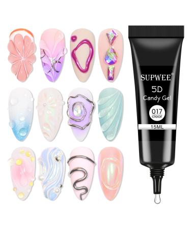 3D Nail Art Gel Clear Sculpting Gel for Nail Art Design DIY 3D Embossing Gel for Painting Drawing Carving Nails Gel Nail Tube Home DIY Modeling Decoration Manicure A-Clear-15g