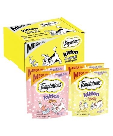 TEMPTATIONS Classic Crunchy and Soft Cat Treats, 16 oz. Tub 1 Count (Pack of 4) brown