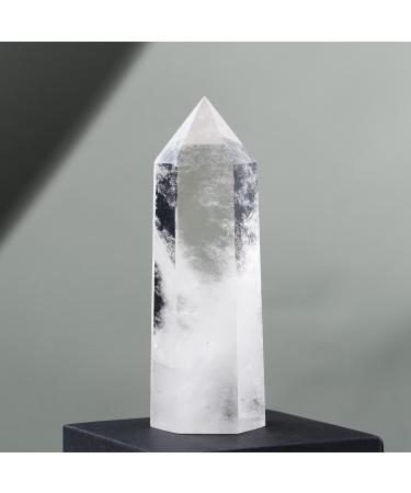 Runyangshi Large Clear Quartz Healing Crystal Wand 4.72"-5.11" Crystal Tower 6 Faceted Single Point Crystal Prism Wand Natural Quartz Stones for Meditation Reiki Chakra Therapy Home Decor Gift Clearquartz