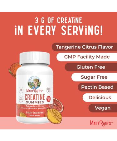 MaryRuth's Creatine Gummies | Creatine Monohydrate Gummies | 3g Creatine Per Serving | Creatine for Women & Men | Tangerine Citrus Flavor | Exercise | Workout | Sugar Free | Vegan | 90 Count - Buy Online on GoSupps.com