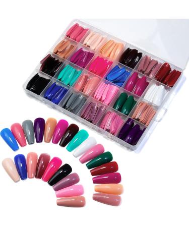 576Pcs Medium Square Nails Colored Fake Nails Artificial Fingernails Acrylic Tip 12 Size for Women Long Ballerinas Nails Square Nails Nails Long - Buy Online on GoSupps.com