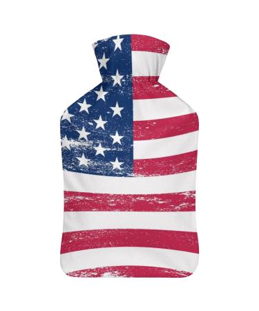 Hot Water Bottle With Lid American Flag Rubber Hot Water Bag For Pain Relief Cramps Foot Warmer Hot And Cold Therapy