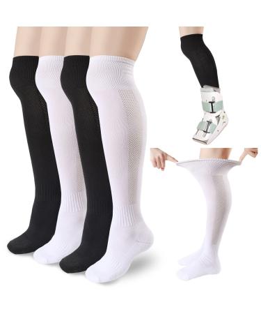 8 Pack Replacement Sock Liner for Orthopedic Walking Boots Walker Brace Worn in Air Cam Walkers and Fracture Boot Casts Reinforced Towel Bottom Seamless Pressure Socks One Size Unisex High Top