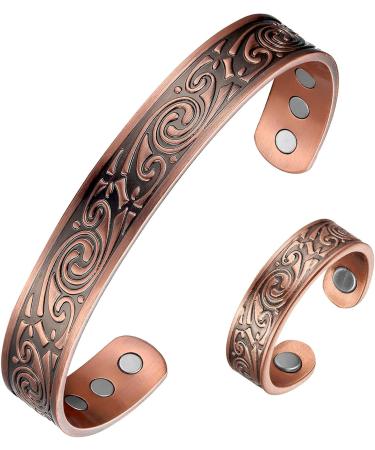 Biomag Men's Copper Bracelet - 99.9% Pure Magnetic Bangle for Arthritis Relief | Adjustable Joint Pain Jewelry Gift - Buy Online on GoSupps.com