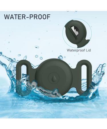Vancle 2-Piece Silicone Waterproof Case for AirTag Dog Collar | Protective Cover for Pets | Black & Dark Green - Buy Online on GoSupps.com