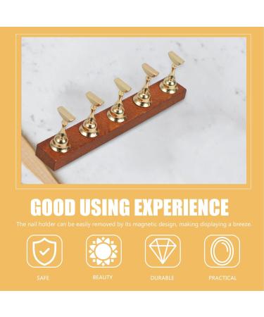 Baluue Nail Practice Stand Wood Nail Tip Art Display Stand Holder Manicure Tool with Reusable Putty Clay for Salon - Buy Online on GoSupps.com