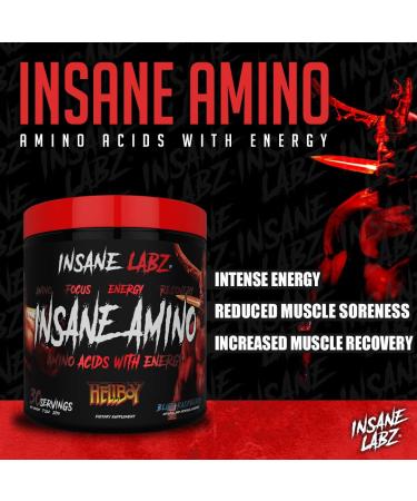 Insane Labz Insane Amino Hellboy Edition - BCAA with Energy & Focus for Muscle Recovery | 30 Servings | Blue Raspberry - International Shipping Available - Buy Online on GoSupps.com
