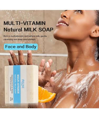 AILKE BOOST LUSTER AILKE MultiVitamin Natural Milk Soap Bar Brightening Gentle Cleansing Nourishes Hydrates and Smoothes Skin with Vitamins BCE Increase Skin Radiance Soap 200g Pack of 5 5 pieces - Buy Online on GoSupps.com