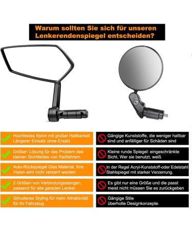 CLMILY Z Bicycle Mirror - Convex Automotive Glass Lens Rotatable E-Bike Handlebar End Mirror Scratch-Resistant Universal Left Side - Buy Online on GoSupps.com