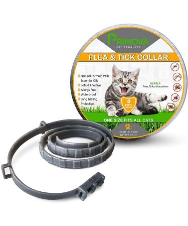 Primova Pet Products - Cat Flea and Tick Collar with Flea Comb For Cats, Adjustable Waterproof Kitten Flea Collar, Naturally Formulated with Essential Oil