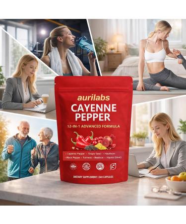 WSJAWH Aurilabs Cayenne Pepper softgels - Vitamin D3+K2 Complex Circulation Support Formula with Capsaicin & Botanicals Vegetarian Non-GMO Softgels for Daily Wellness (2) - Buy Online on GoSupps.com