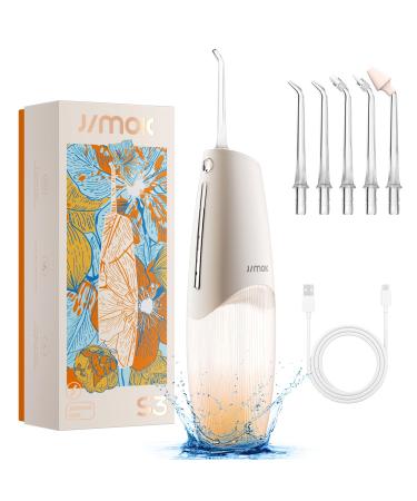 JIMOK Water Flosser - 4 Modes Cordless Portable Water Flosser for Teeth IPX7 Waterproof 200ml Removable Water Tank Easy to Clean Rechargeable Oral Irrigator Cleaner for Home and Travel(White)