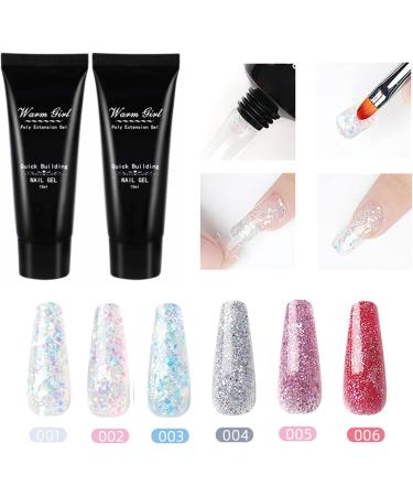 Warm Girl Professional Glitter Poly Nail Gel Kit Nail Extension Gel Nail Enhancement Builder Gel for Starters with 6 Colors - Buy Online on GoSupps.com