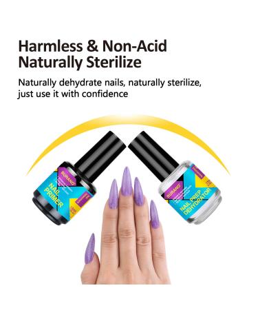 BURANO Natural Nail Prep Dehydrator & Primer for Acrylic & Gel Nails - Long Lasting, Acid-Free, No Burns - 0.5 oz Set with Cuticle Oil Gift - Buy Online on GoSupps.com