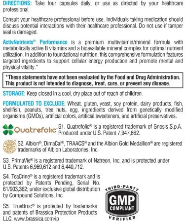 XYMOGEN ActivNutrients Performance - Multivitamin/Multimineral for Energy Support with Shilajit, ALA, NAC, Bacopa Extract, Chelated Minerals + B Vitamins with Folate (120 Capsules) - Buy Online on GoSupps.com