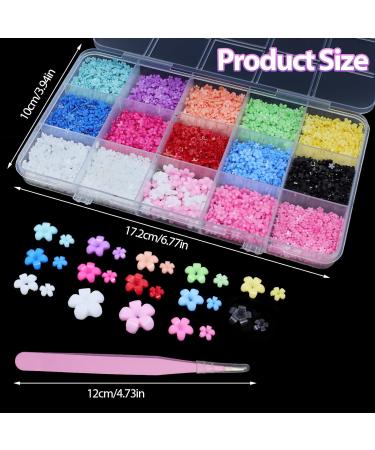3D Color Tiny Flower Nail Charms - Spring Blossom Acrylic Nail Art with Golden Caviar Beads | DIY Manicure Accessories - Buy Online on GoSupps.com