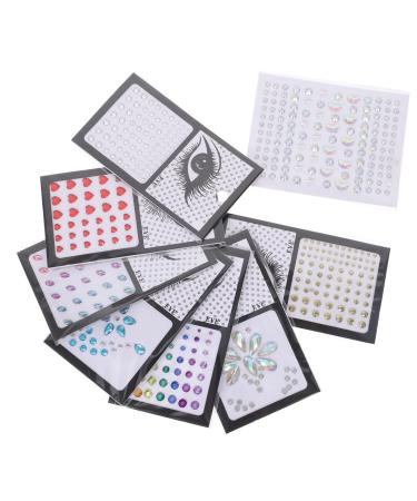 Didiseaon 8 Sheets Facial Rhinestone Stickers Nail Art Gems Eye Gems Stickers Face Jewelry Self Adhesive Rhinestone Stickers Halloween Face Crystals Rhinestone Face Stickers Rhinestones 9.5X7.5X1CM Assorted Color
