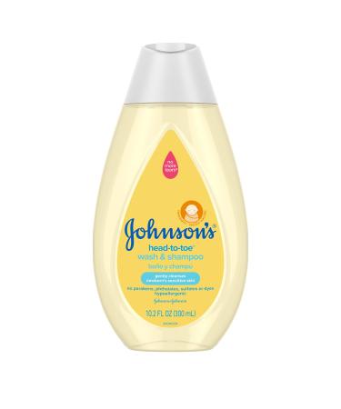 Johnson's Head-to-Toe Gentle Baby Body Wash & Shampoo, Tear-Free, Sulfate-Free & Hypoallergenic Bath Wash & Shampoo for Baby's Sensitive Skin & Hair, Washes Away 99.9% of Germs 10.2 fl. oz Unscented  10.2 Fl Oz (Pack of 1)