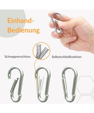 Premium Karabiner Set (60mm 80mm 100mm) - Heavy-Duty Snap Lock Steel Carabiners for Camping Hiking & Key Rings (10-Pack Up to 350kg) - Buy Online on GoSupps.com