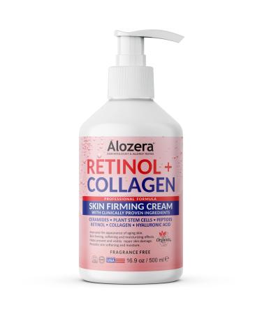 Alozera Skin Firming Retinol Collagen Body Lotion with Stem Cells for Aging Skin and Wrinkles Non-Greasy Lightweight Moisturizer Fragrance-Free 16.9 oz
