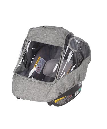 Atoke Baby Car Seat Rain Cover Universal Infant Car Seat Cover Baby Carrier Cover Rain Shield with Quick-Access Zipper Door and Side Ventilation Grey