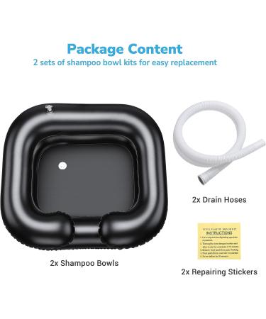 AW Set of 2 Inflatable Shampoo Bowls - Portable Hair Washing Basins for Elderly, Disabled, Pregnant Women - Black - Buy Online on GoSupps.com