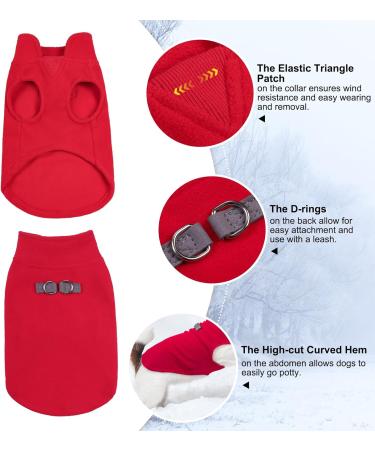 BEAUTYZOO Dog Fleece Vest Sweater Winter Jacket with D-Ring Leash | XS Red - Buy Online on GoSupps.com