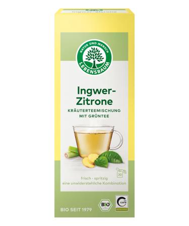 Lebensbaum Tree of Life Green Tea with Ginger and Lemon in a Bag (40g) - Organic