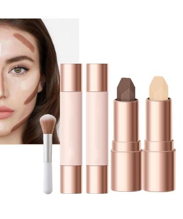 No Limits Harmony Cream Bronzer 2 Pack, 2 in 1 Bronzer and Highlighter, Long Lasting Waterproof Face Brightening Bronzer with Brush for All Skin Types (Color : 02-