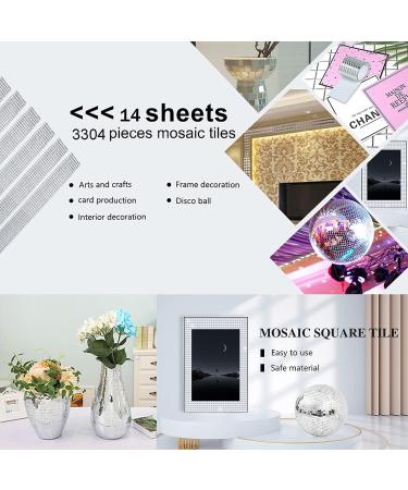 6608 Self Adhesive Square Glass Mosaic Tiles - DIY Craft Accessory for Mirrors - Silver 6608 Pieces - Buy Online on GoSupps.com