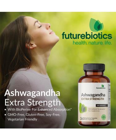 Futurebiotics Ashwagandha Extra Strength Stress & Mood Support with BioPerine - Non GMO Formula 100 Vegetarian Capsules 100 Count (Pack of 1) - Buy Online on GoSupps.com