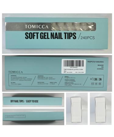 Tomicca 240 Pieces Clear Nail Tips - Acrylic Half Cover French & Oval Sets | 12 Sizes for DIY Nail Studios & Extensions - Buy Online on GoSupps.com