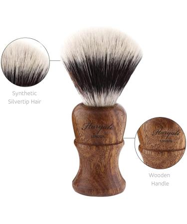 Haryali London Synthetic Silvertip Shaving Brush - Wooden Handle for Extra Lather - Ideal for Shaving Creams and Soaps - Buy Online on GoSupps.com
