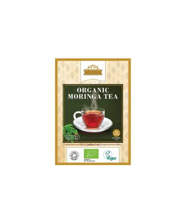 AUSHA AUSHA Moringa Organic Tea Bags - 20 Tea Bags | Immunity Alkaline Calcium | Detoxifying Cleansing Unbleached Caffeine Free | High Antioxidant Content