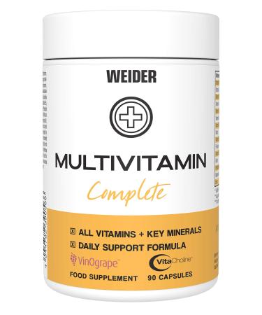 Weider multivitamin capsules high dose A-Z vitamins with vitamin B complex with vitamin D3 K2 and vitamin C highly dose for the immune system contains important minerals laboratory tests 90 caps