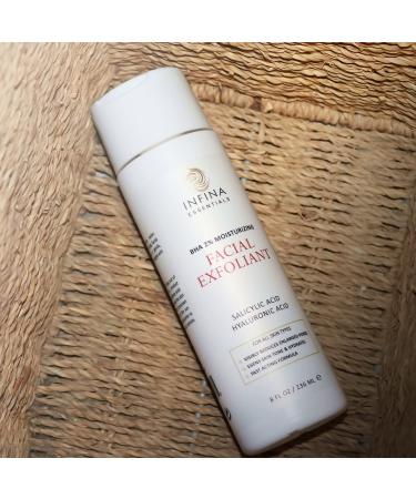 INFINA ESSENTIALS Big 8 fl oz Face Exfoliator - Pore Reducing BHA Liquid Exfoliant with Glycolic & Salicylic Acid - Hyaluronic Acid for Smooth, Even Toned Skin - Buy Online on GoSupps.com