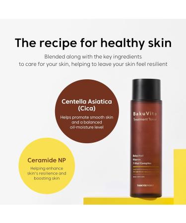 THANKYOU FARMER BakuVita Treatment Toner - Vegan Hydrating Toner with Bakuchiol & Vitamin C+E for Slow Aging - 7.03 Fl oz (200ml) - International Shipping Available - Buy Online on GoSupps.com