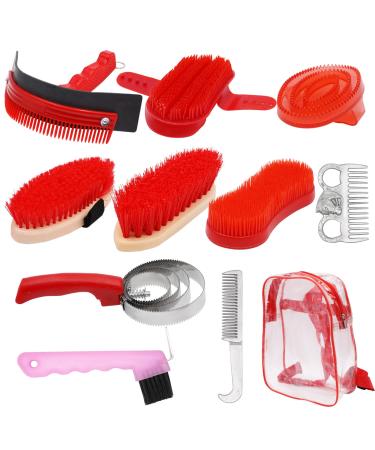 MUALROUS Horse Grooming Kit 10 Pcs Professional Horse Grooming Care Kit Equestrain Brush Curry Comb Horse